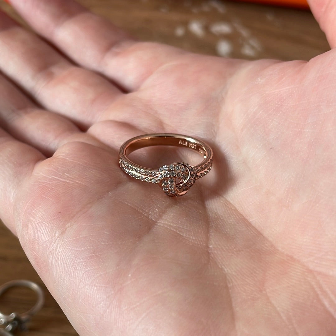 Genuine Pandora Pave Love Knot Ring / Rose Gold option