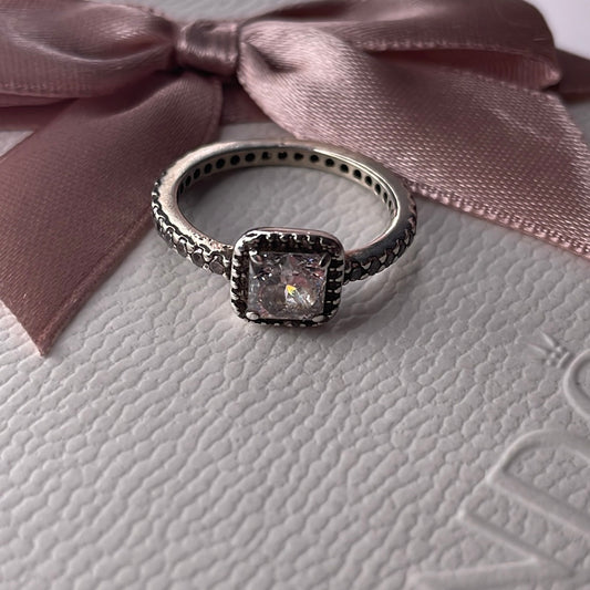 Genuine Pandora Square CZ Pave Ring Size ROSE GOLD OR SILVER