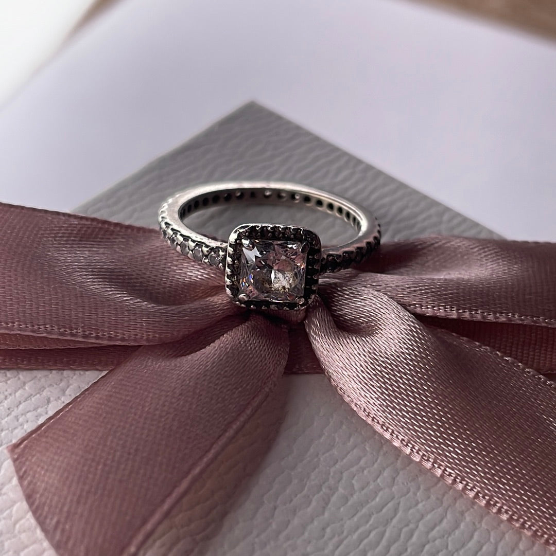 Genuine Pandora Square CZ Pave Ring Size ROSE GOLD OR SILVER