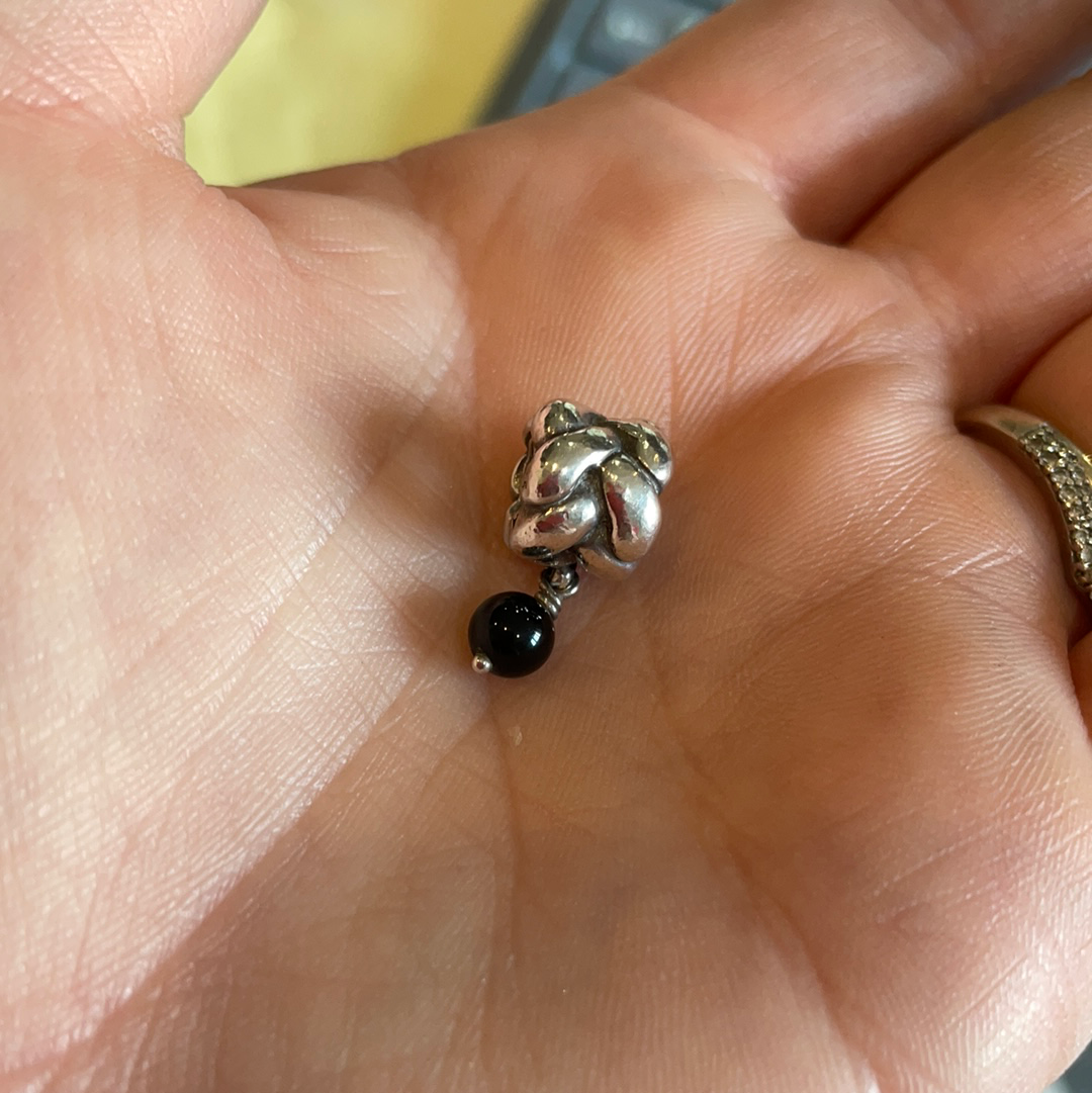 Genuine Pandora Black Onyx Rope Braid Dangle Charm Rare HTF