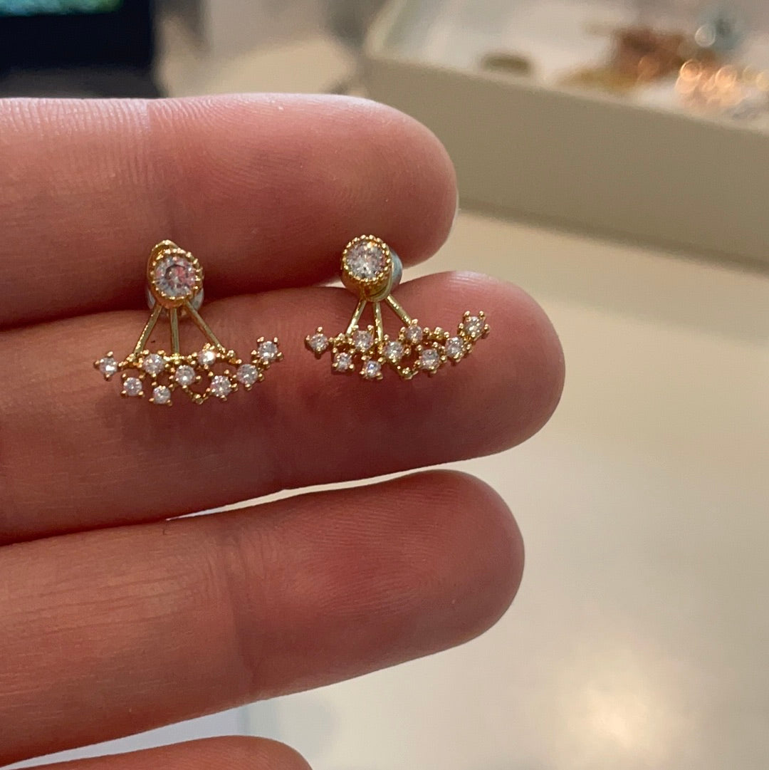 Brand New Gold Plated Pave Ear Cuff Earrings Beautiful!