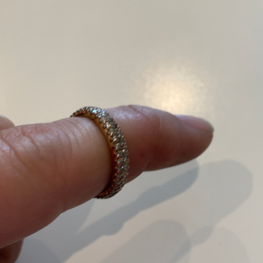 Genuine Rose Gold Pave Sparkle Band Ring Stacker Ring Size 60
