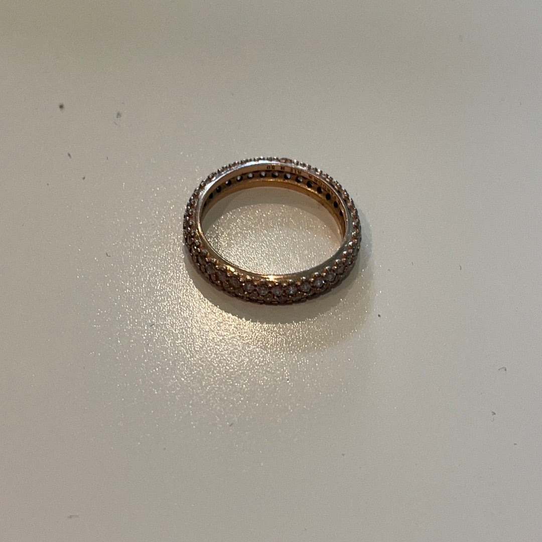 Genuine Rose Gold Pave Sparkle Band Ring Stacker Ring Size 60