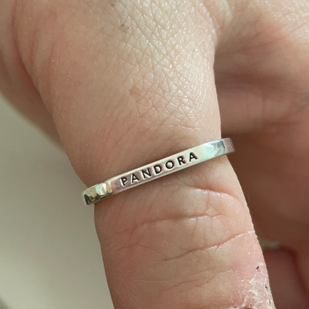 Genuine Pandora Ring Size 56 Pandora Flat Ring Pave/ Logo