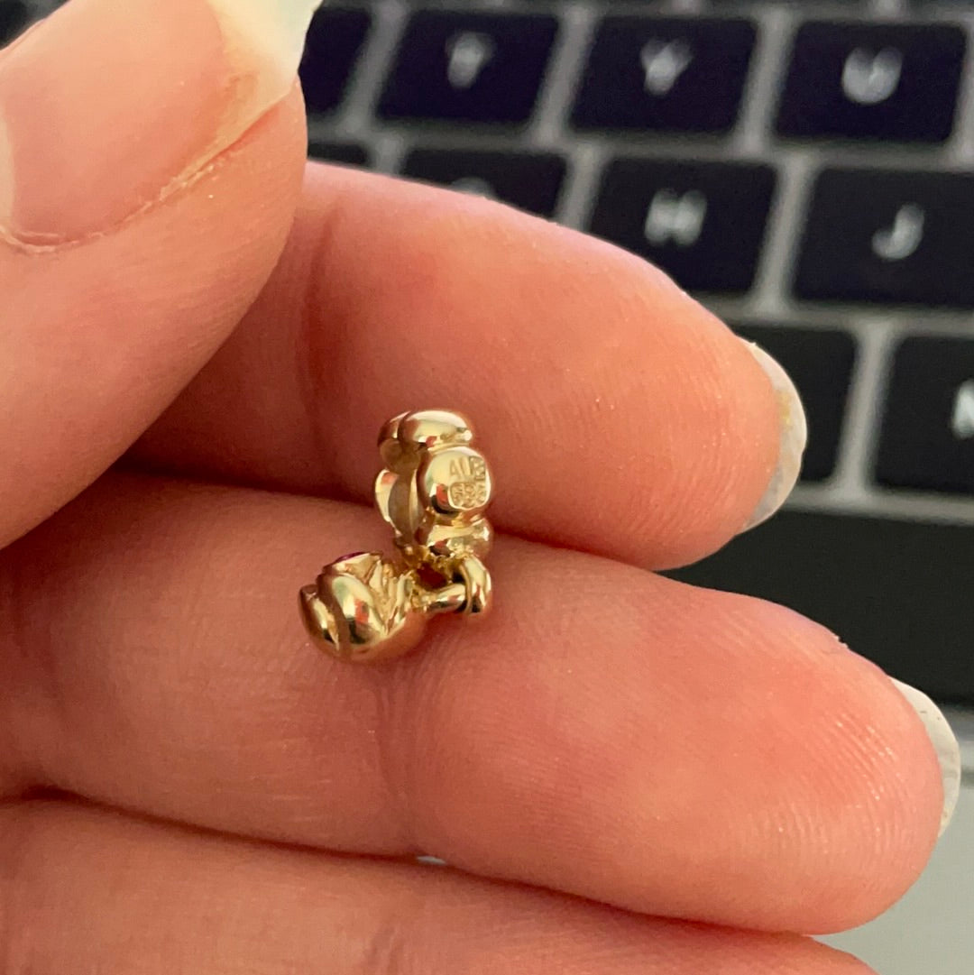 Genuine Pandora Solid 14ct Gold Ruby Rose Bud Dangle SUPER RARE HTF