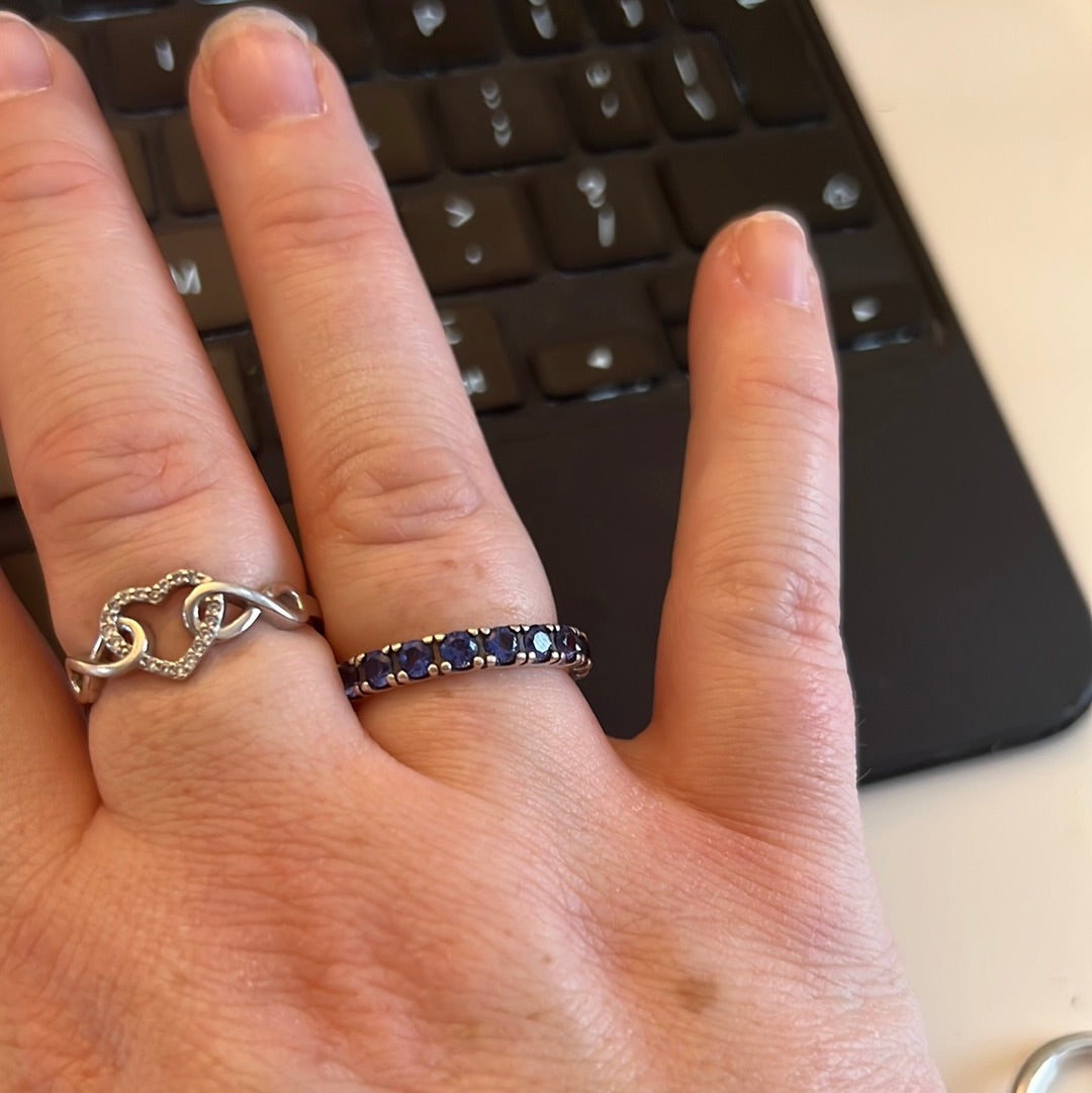 Genuine Pandora Blue/ Clear Square CZ Pave Ring Size 56