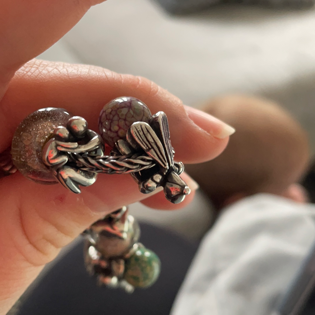 Genuine Trollbeads Fairy on a Bud Murano Charm