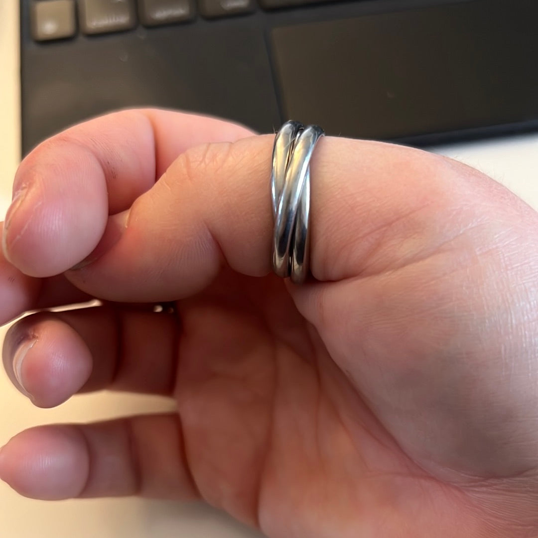 Sterling Silver Oxidised Russian Triple Band Size 60