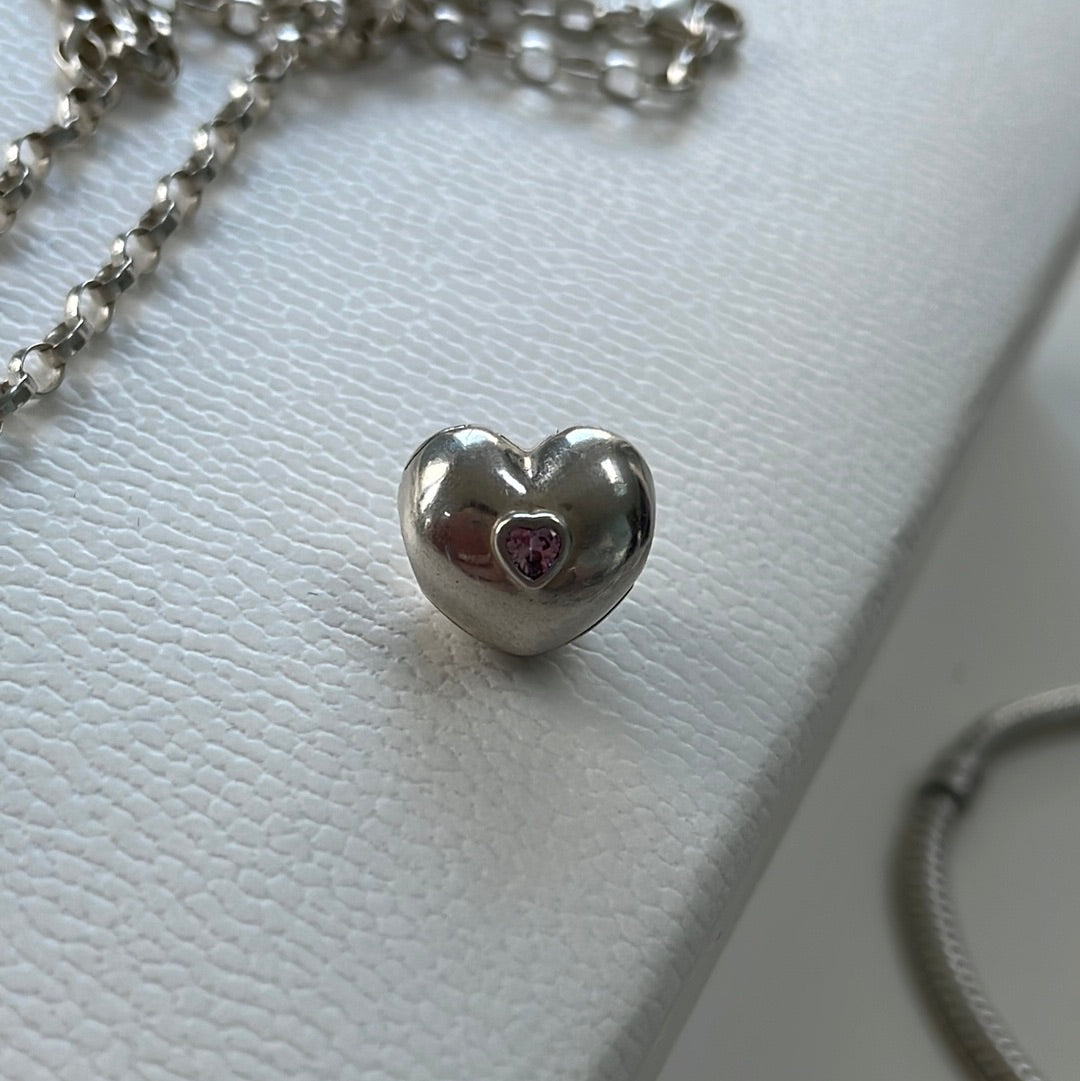 Genuine Pandora Heart Clip With Heart Shaped CZ