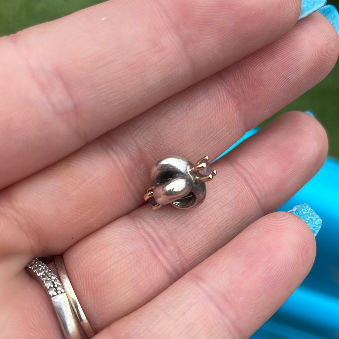 Genuine Pandora Two Tone Rare Purple Amethyst Knot Charm