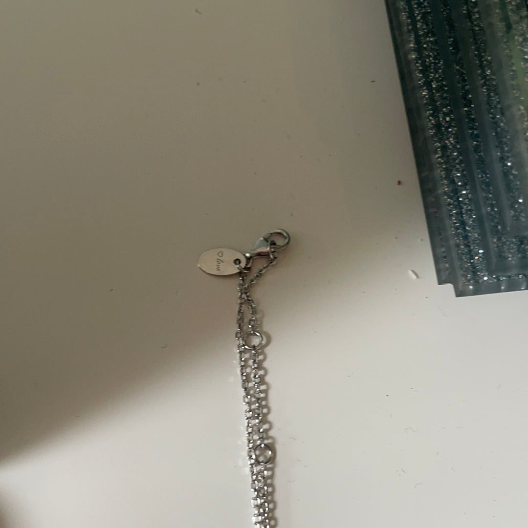 Sterling Silver Love Heart ' I Love you to the moon and back' CZ Necklace 50cm Silver Chain