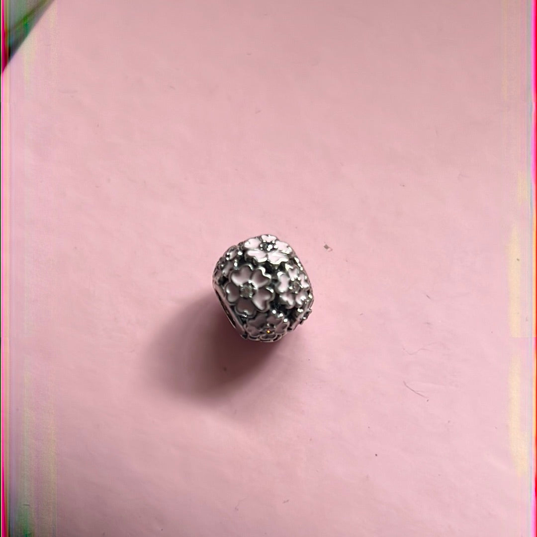 Genuine Pandora Pink Enamel Daisy Flower Ball Openwork