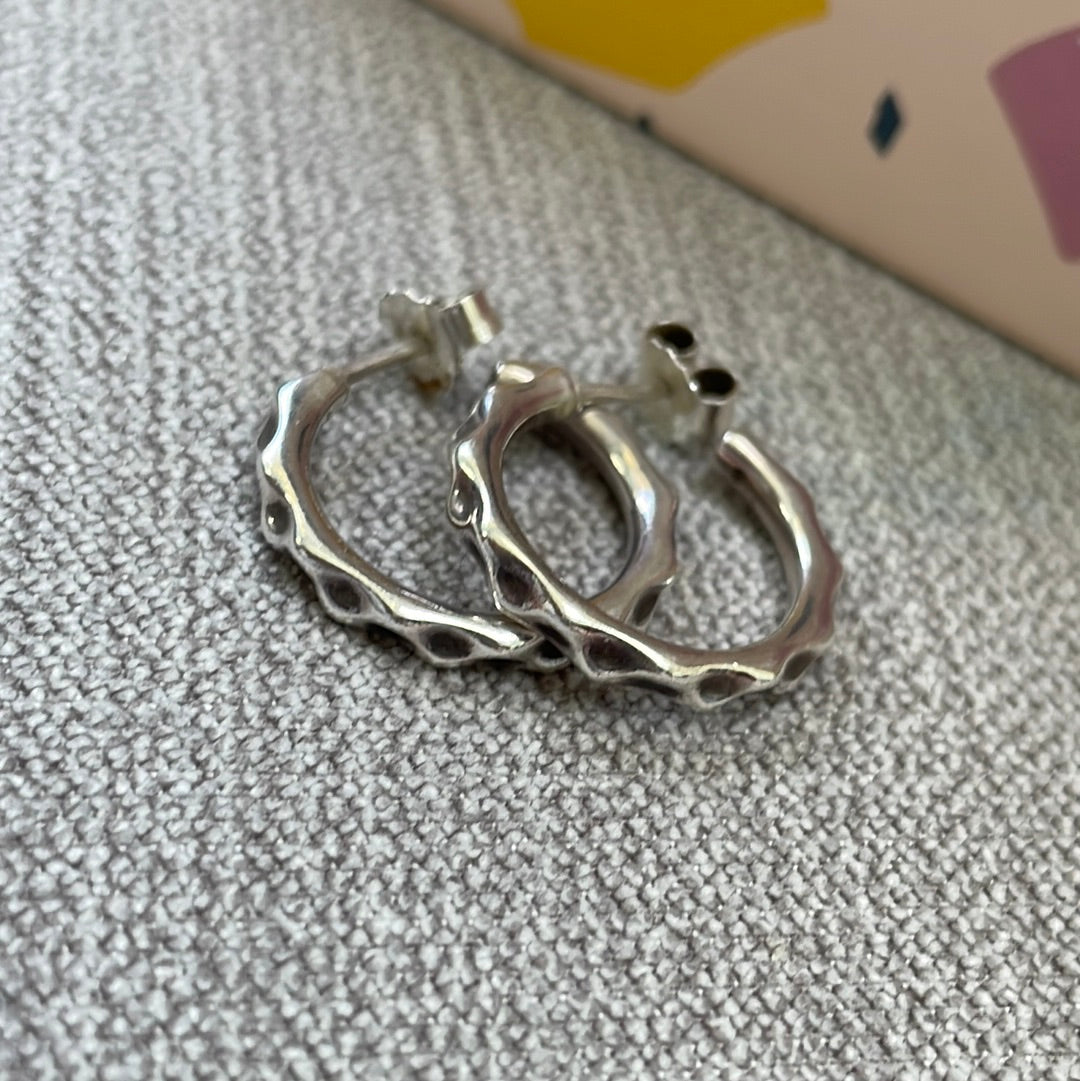 Genuine Pandora Liquid Metal Wave Silver Flow Super Rare Hoop Hoops Earrings