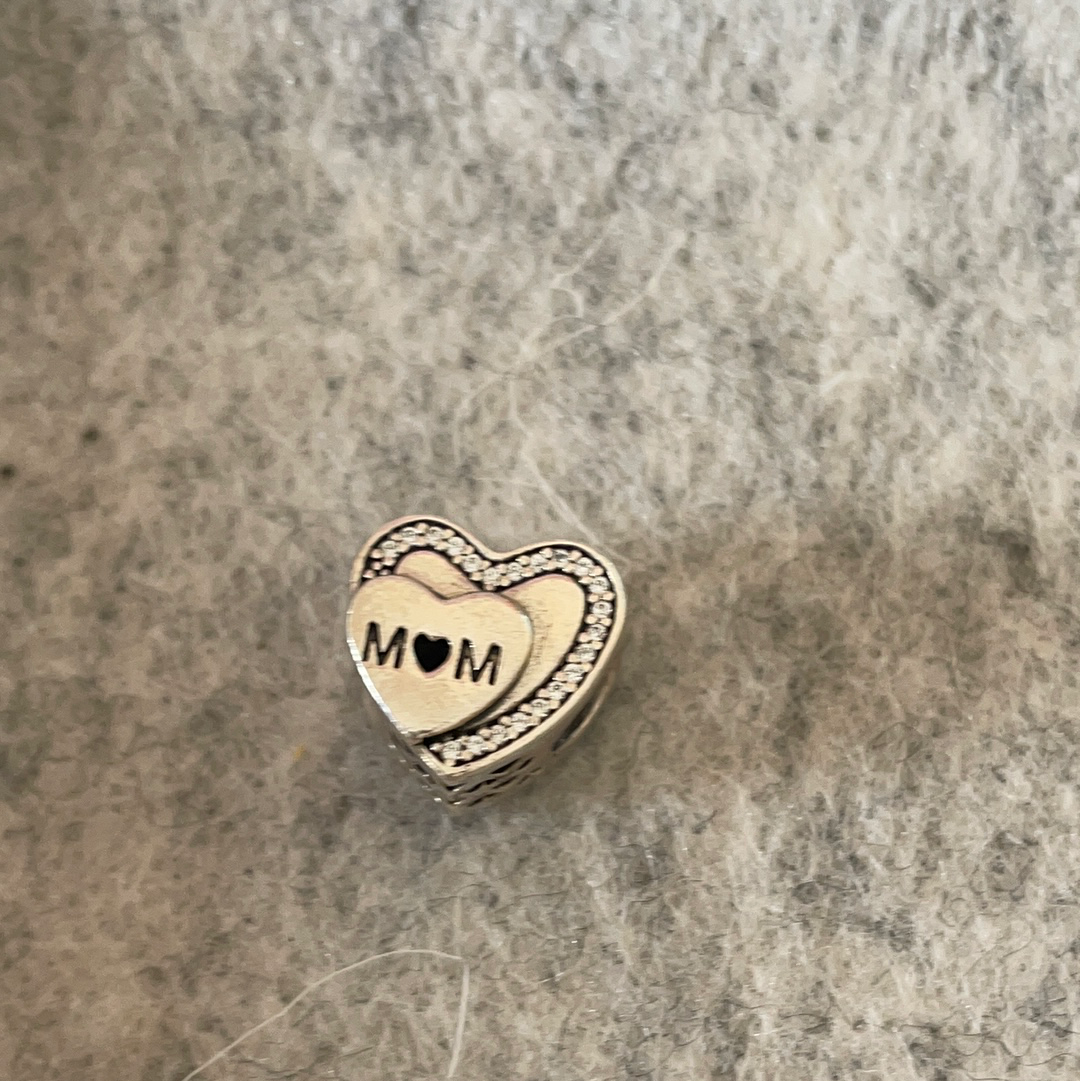 Genuine Pandora Mum Mom Heart Charm Gift Pave Charm