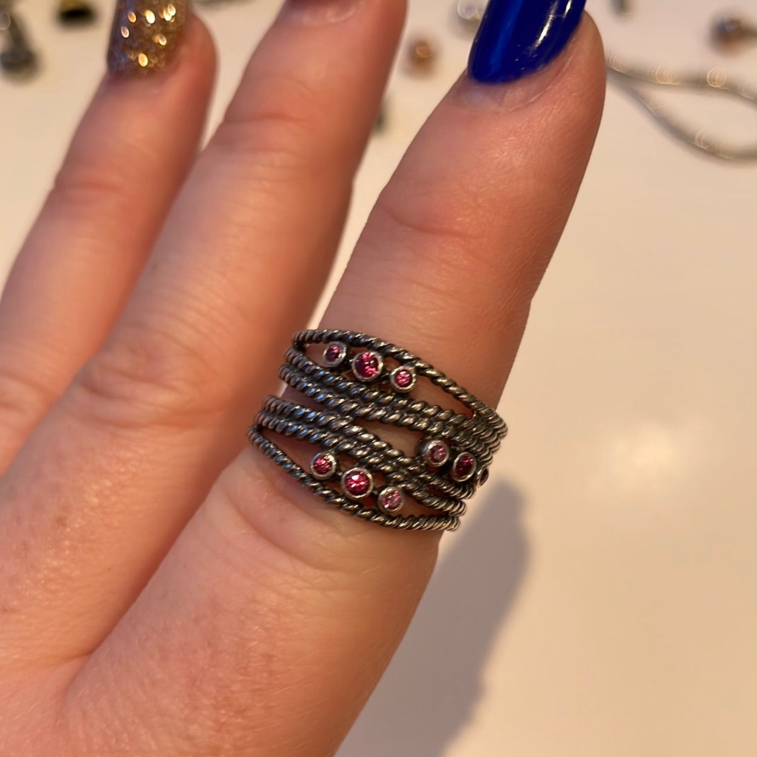 Genuine Pandora Rare HTF Hidden Romance Rhodolite Ring...