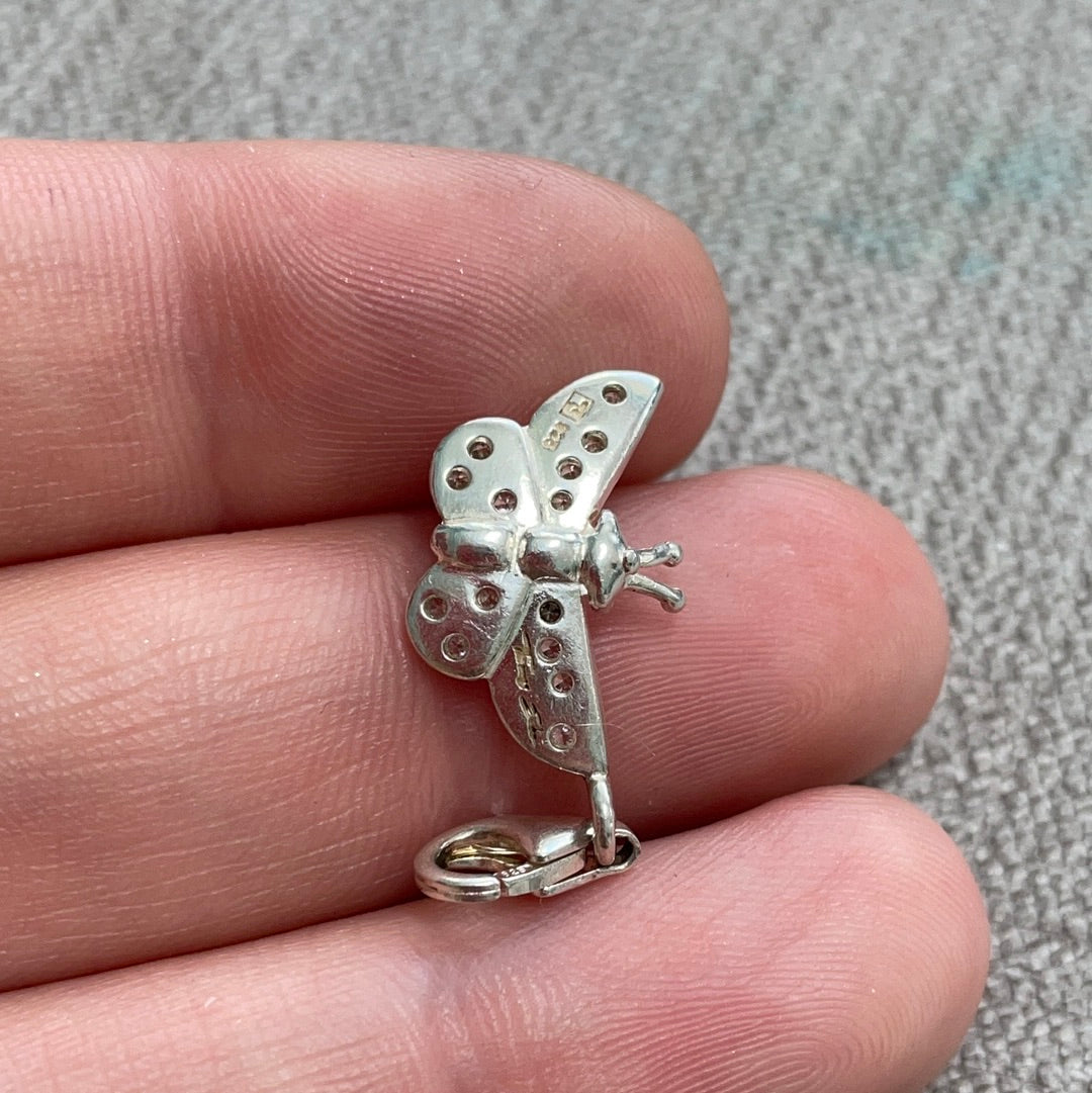 Genuine Thomas Sabo Sterling Silver Pave Butterfly Dangle Clip Charm