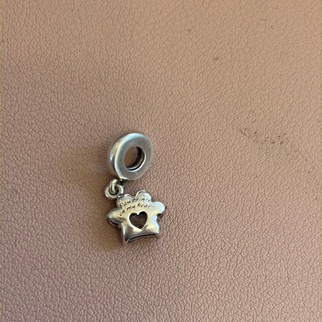 Genuine Pandora Sparkling Pet Paw Print Dangle Charm