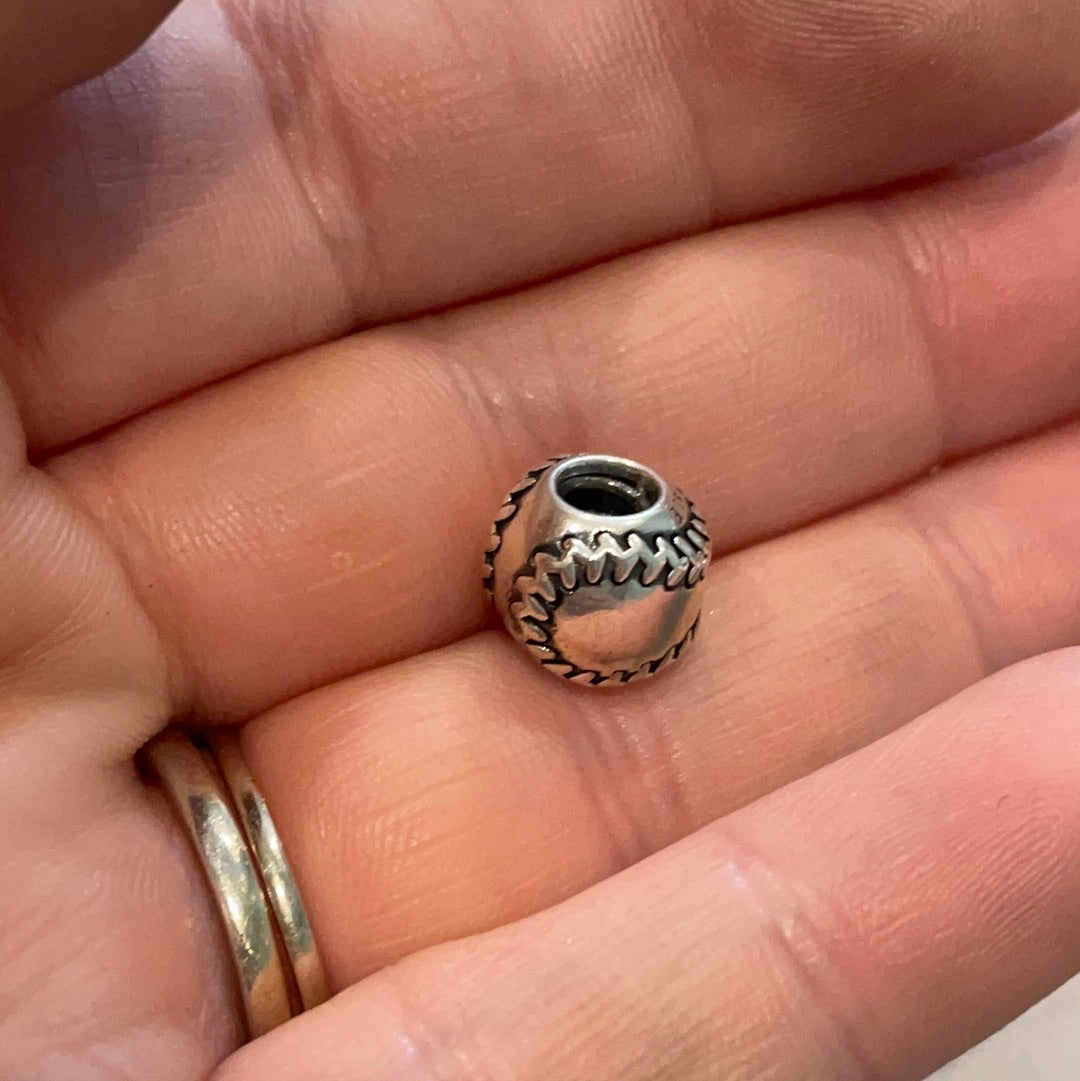 Genuine Pandora Plain Silver Baseball American Football Ball Charm Rare