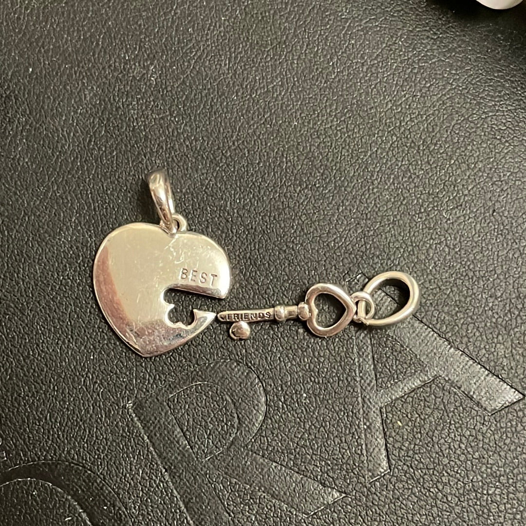 Genuine Pandora Best Friends Heart and Key Dangle Charm 2 x Charms