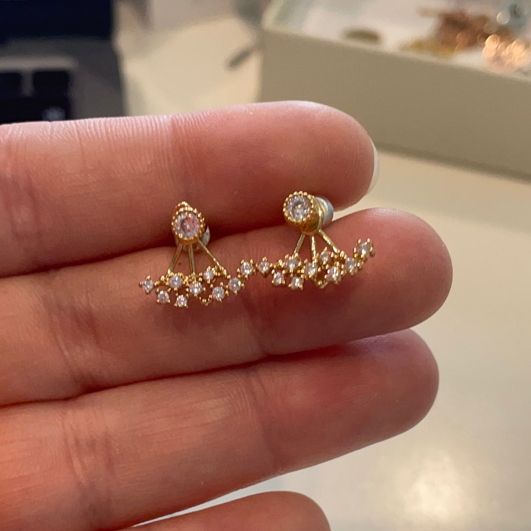 Brand New Gold Plated Pave Ear Cuff Earrings Beautiful!