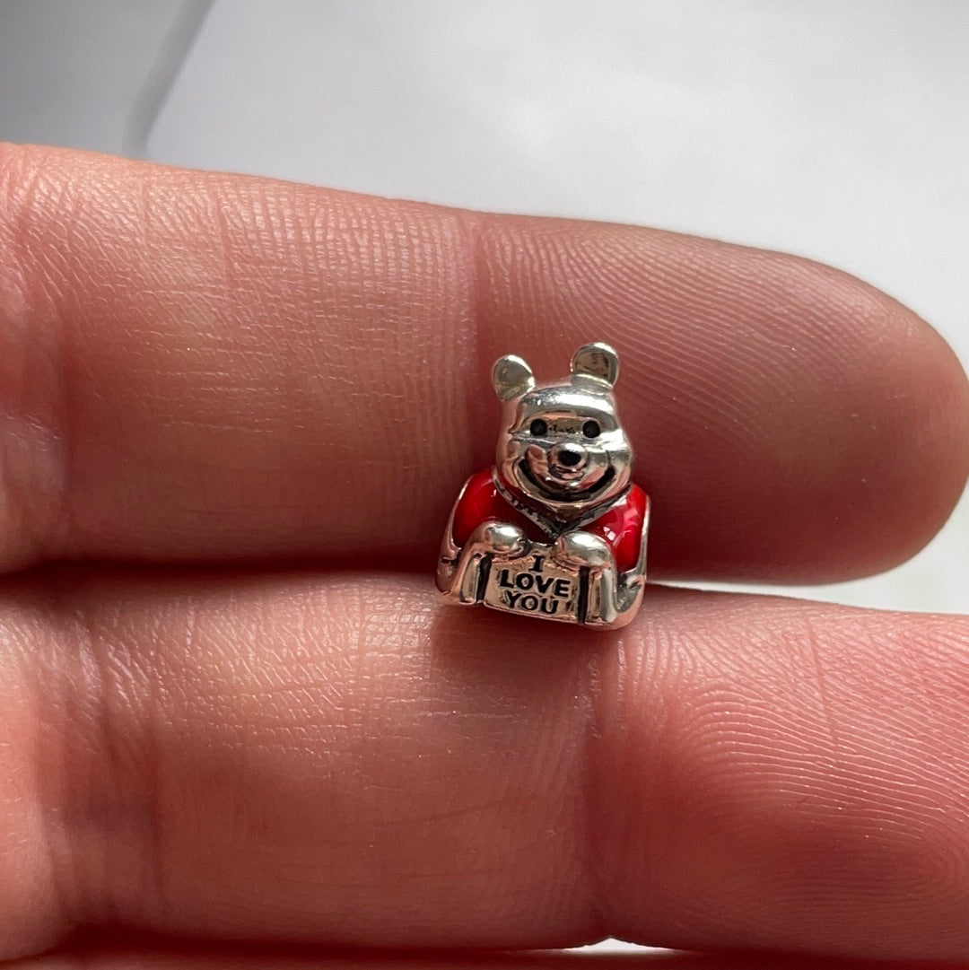 Genuine Chamilia Winnie The Pooh Disney Enamel Charm 'I Love You'