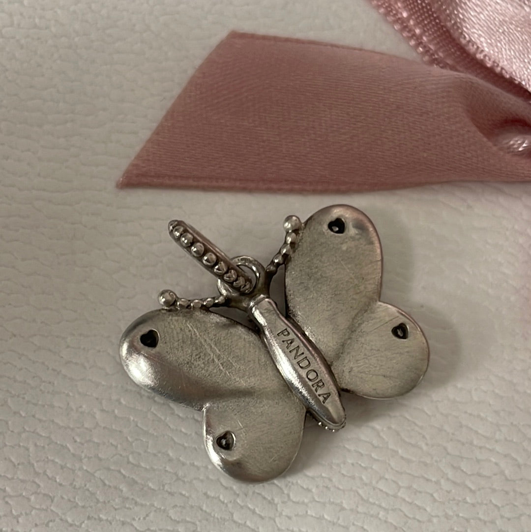 Genuine Pandora Large Pave Clear Stone Butterfly Pendant/ Charm