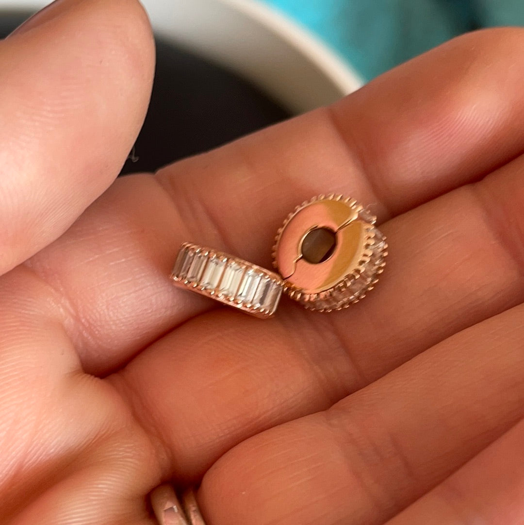 Genuine Pandora Rose Gold Silicone Pave Ice Cube Sparkling Clips