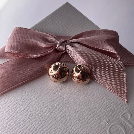Genuine Pandora Pair of Rose Gold Logo Clips