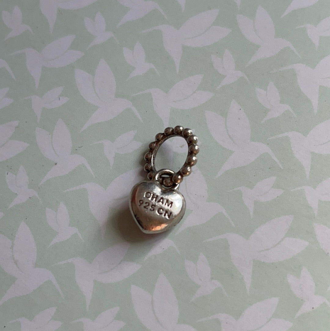 Genuine Chamilia Tiny Golden Pave Heart Dangle Charm