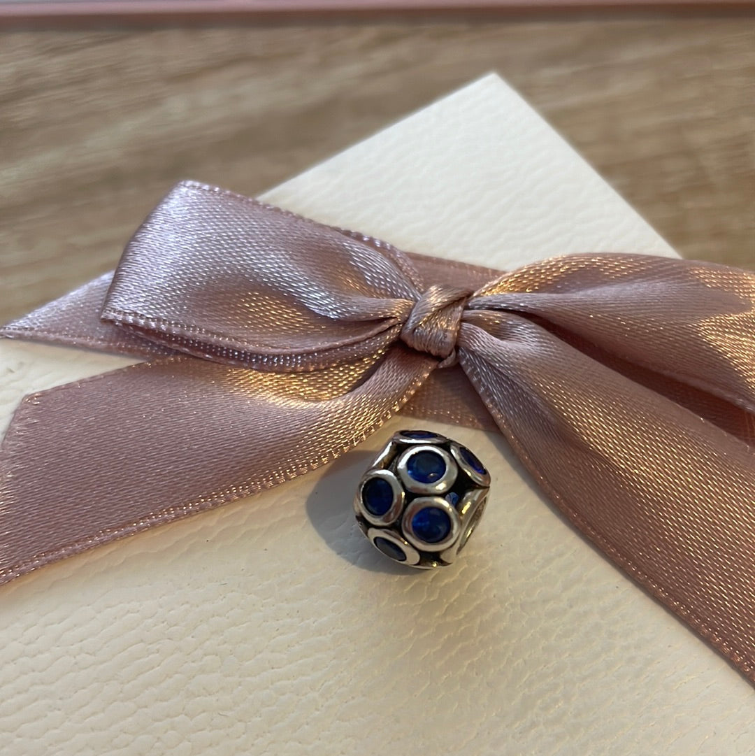 Genuine Pandora Blue Stone CZ Openwork Charm Pave