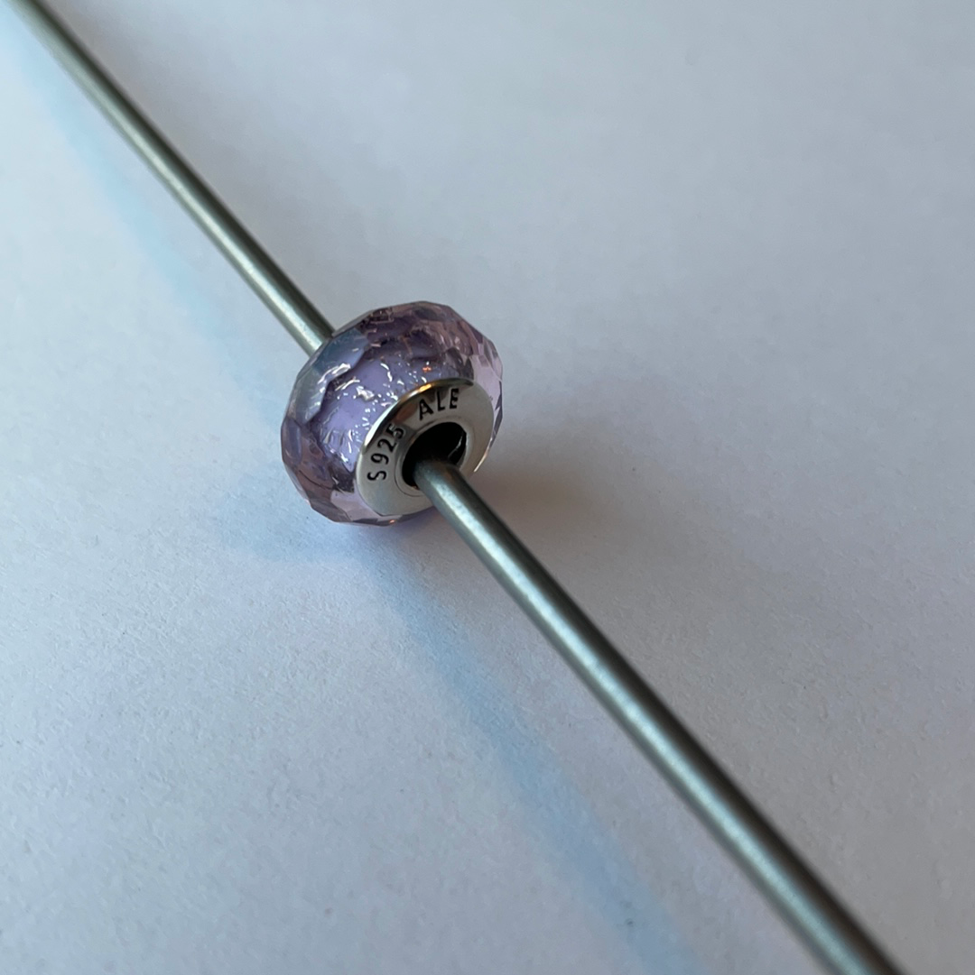 Genuine Pandora Purple Lilac Lavender Sparkle Glass Murano Faceted Charm