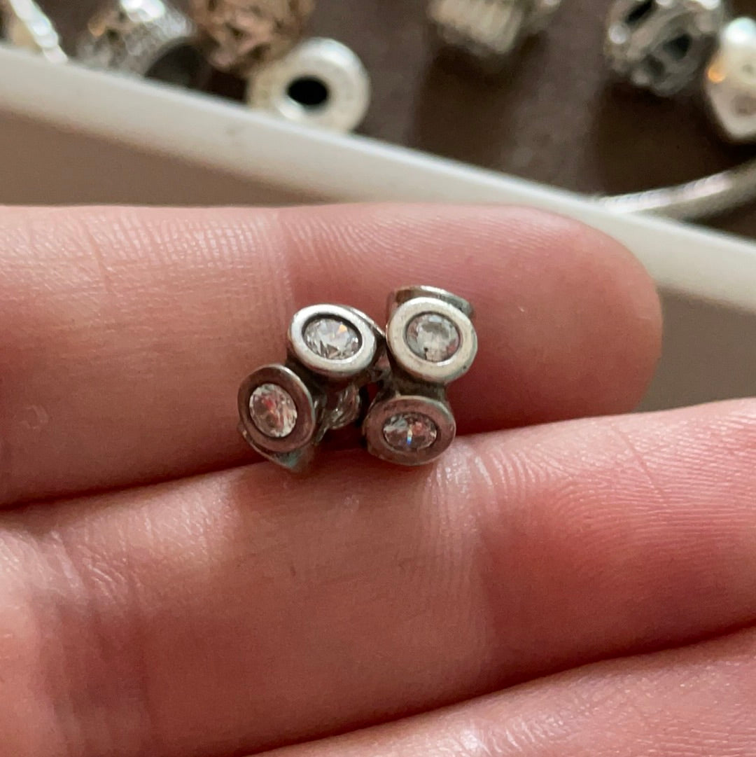 Genuine Pandora Clear Stone Spacer Charm Retired - PAIR