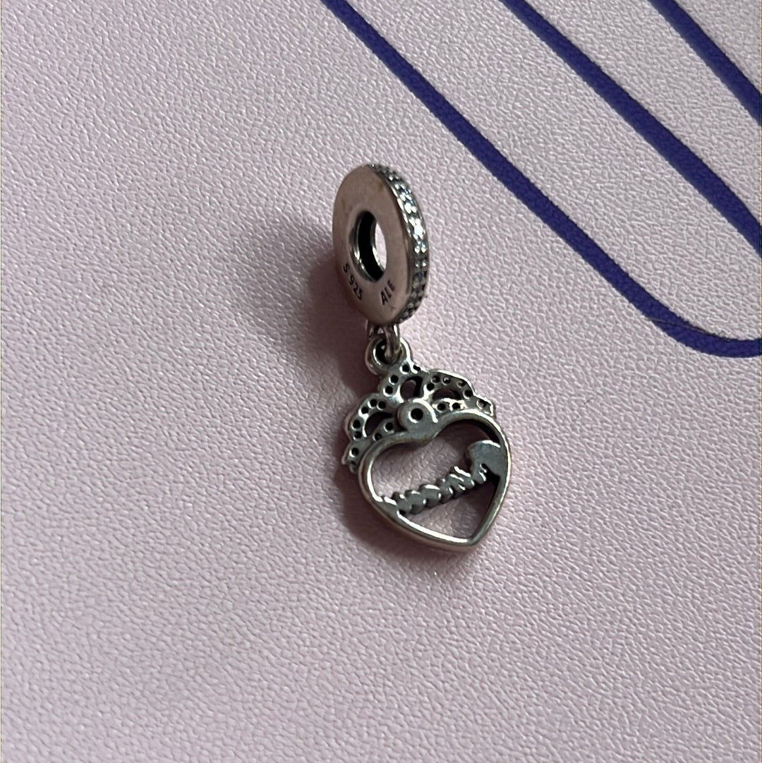 Genuine Pandora Princess Pave Dangle Charm CZ
