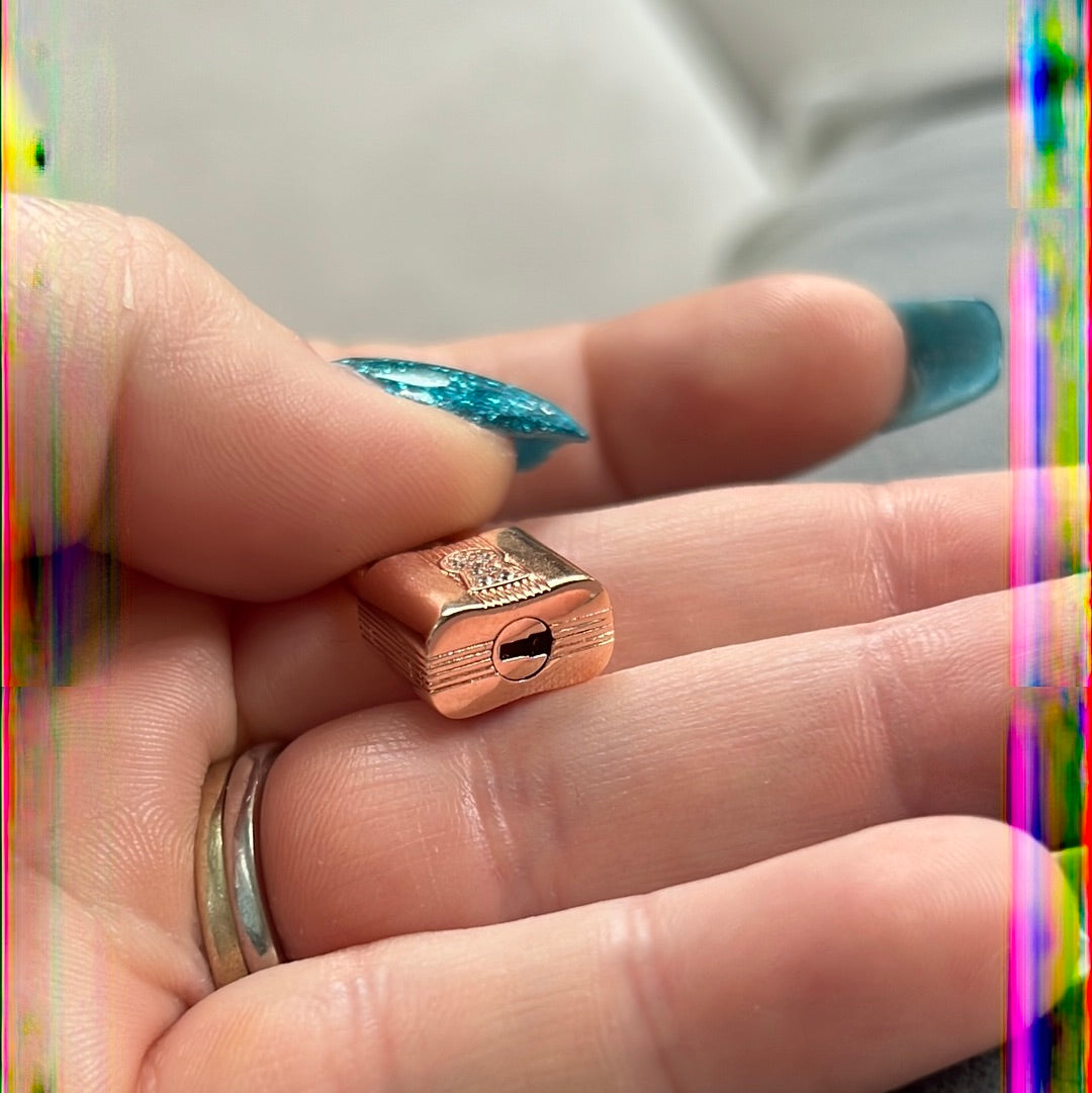 Genuine Pandora Rose Gold Dangle Padlock Heart Charm with Key