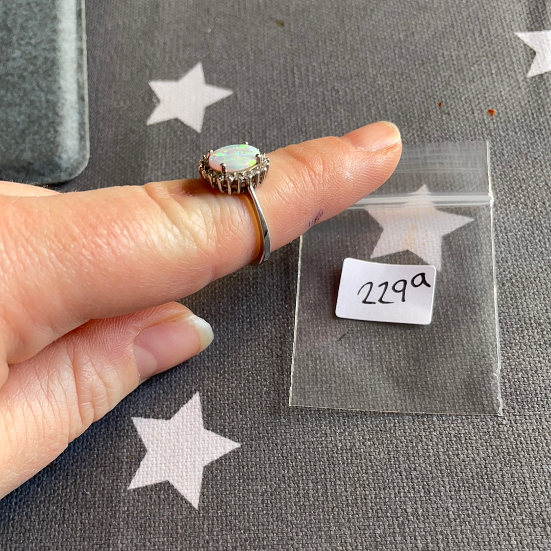 Unbranded But Beautiful Opal Ring with CZ in Size 52