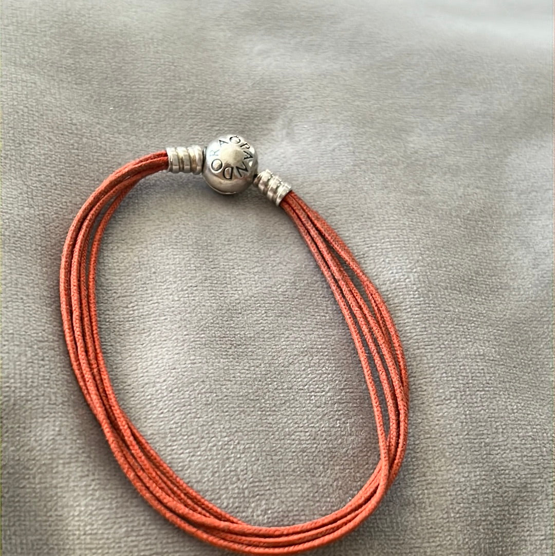 Genuine Pandora Orange String Bracelet 19cm
