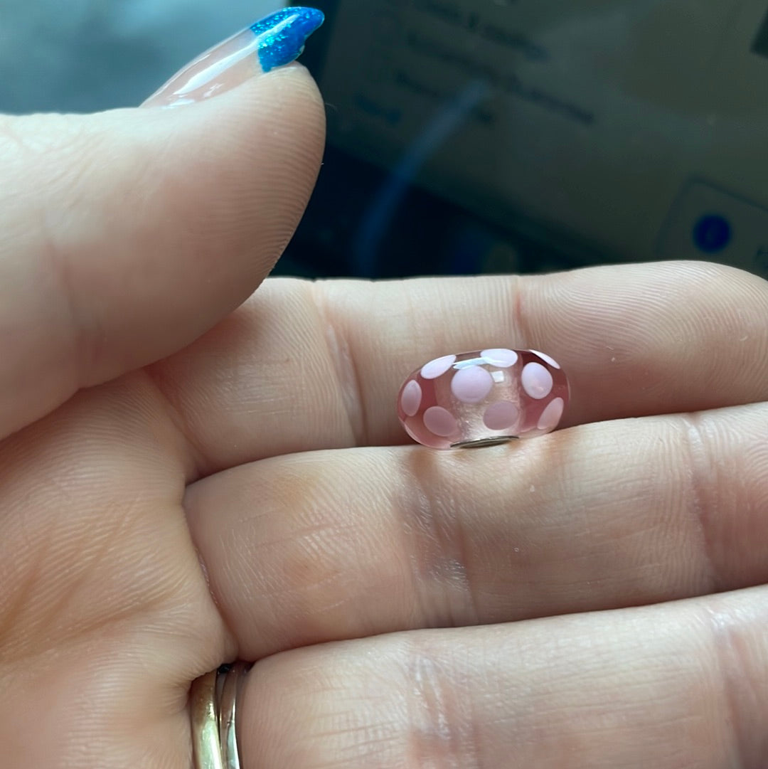 Genuine Trollbeads Pink Polka Dot Murano Charm