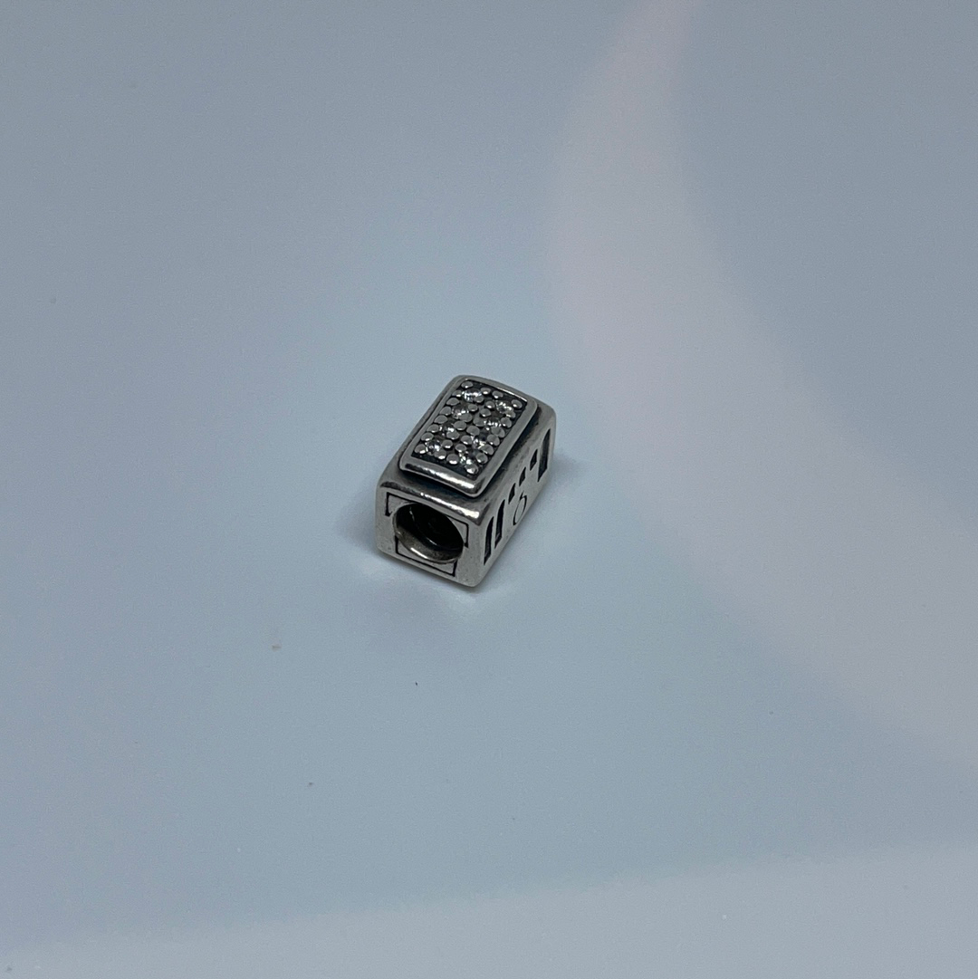 Genuine Pandora Pave Tram Train Charm Logo Charm