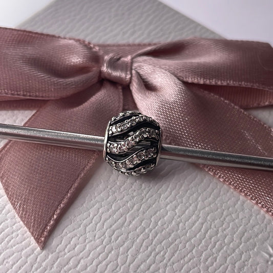 Genuine Pandora Pave Swirl Charm Wavy Line