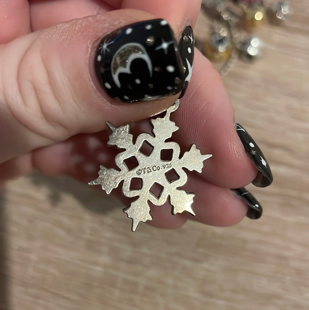 Genuine Tiffany & CO Sterling Silver Snowflake Large Pendant Charm
