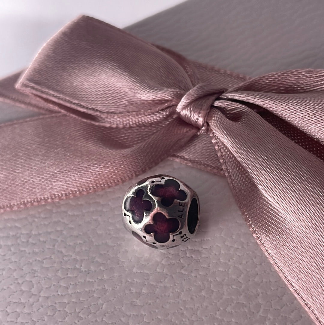 Genuine Pandora Red Enamel Butterfly Ball Silver Charm