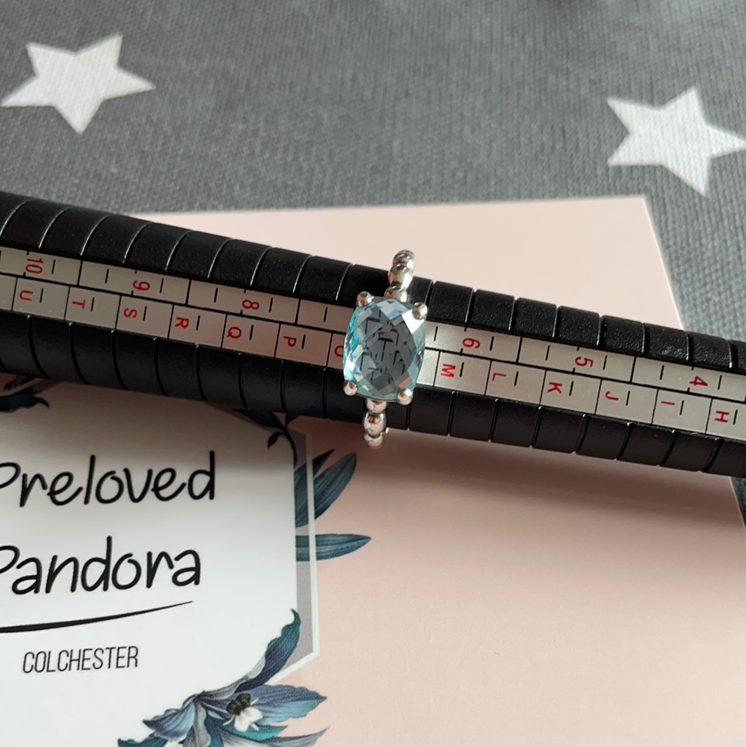 Genuine Pandora Cool Breeze Blue Topaz Ring Size 54 RARE