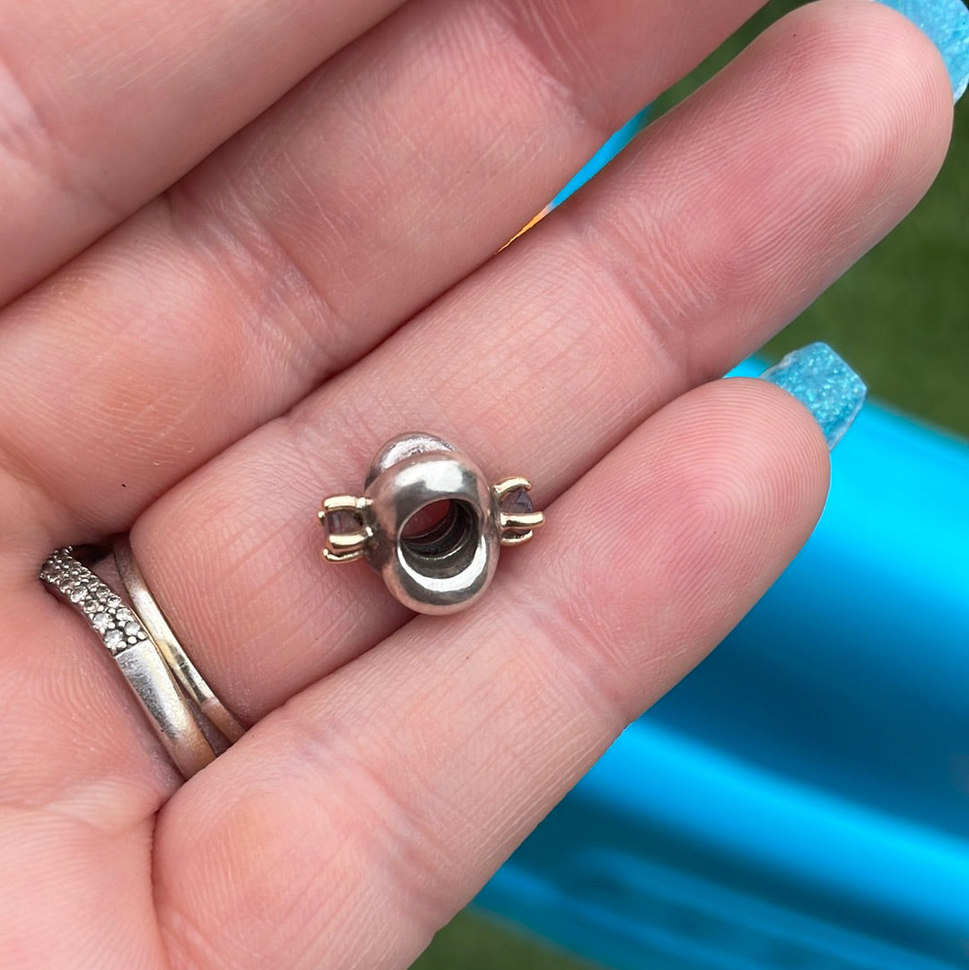 Genuine Pandora Two Tone Rare Purple Amethyst Knot Charm