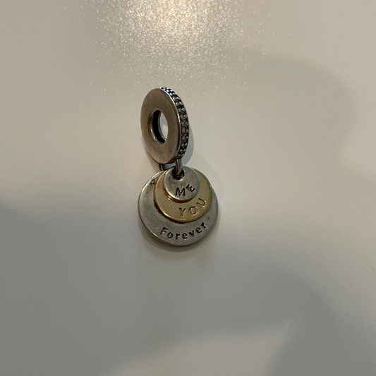 Genuine Pandora Two Tone You, Me, Forever Dangle Charm