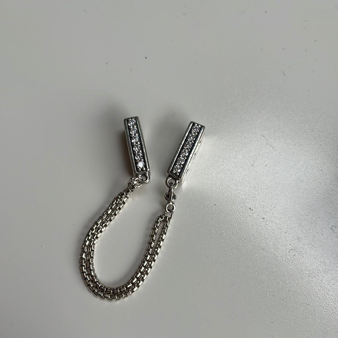 Genuine Pandora Pave Reflexions Safety Chain Silver