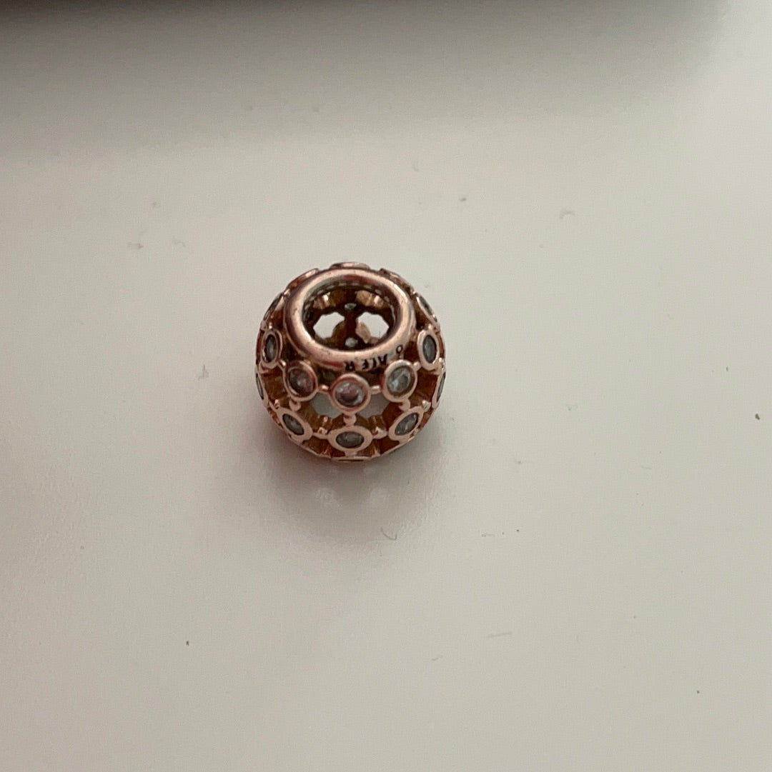 Genuine Pandora Rose Gold Clear Spotlight Cz Charm Openwork