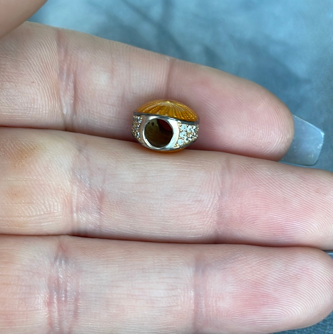 Genuine Pandora Shine Gold Sunshine Rays Oval Charm With Heart and Sides Pave