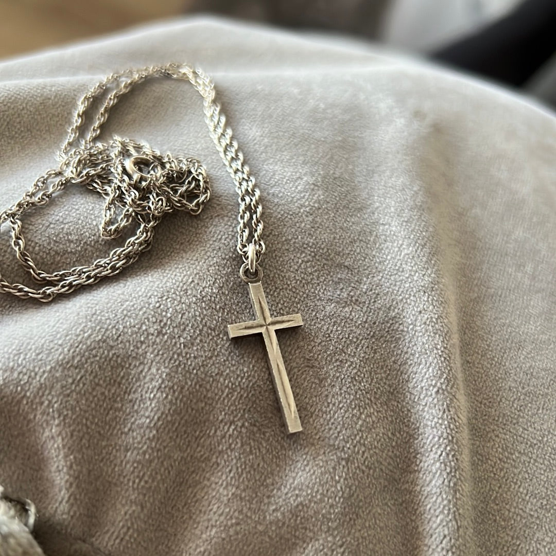 Sterling Silver Christian Cross Religious Necklace 60cm