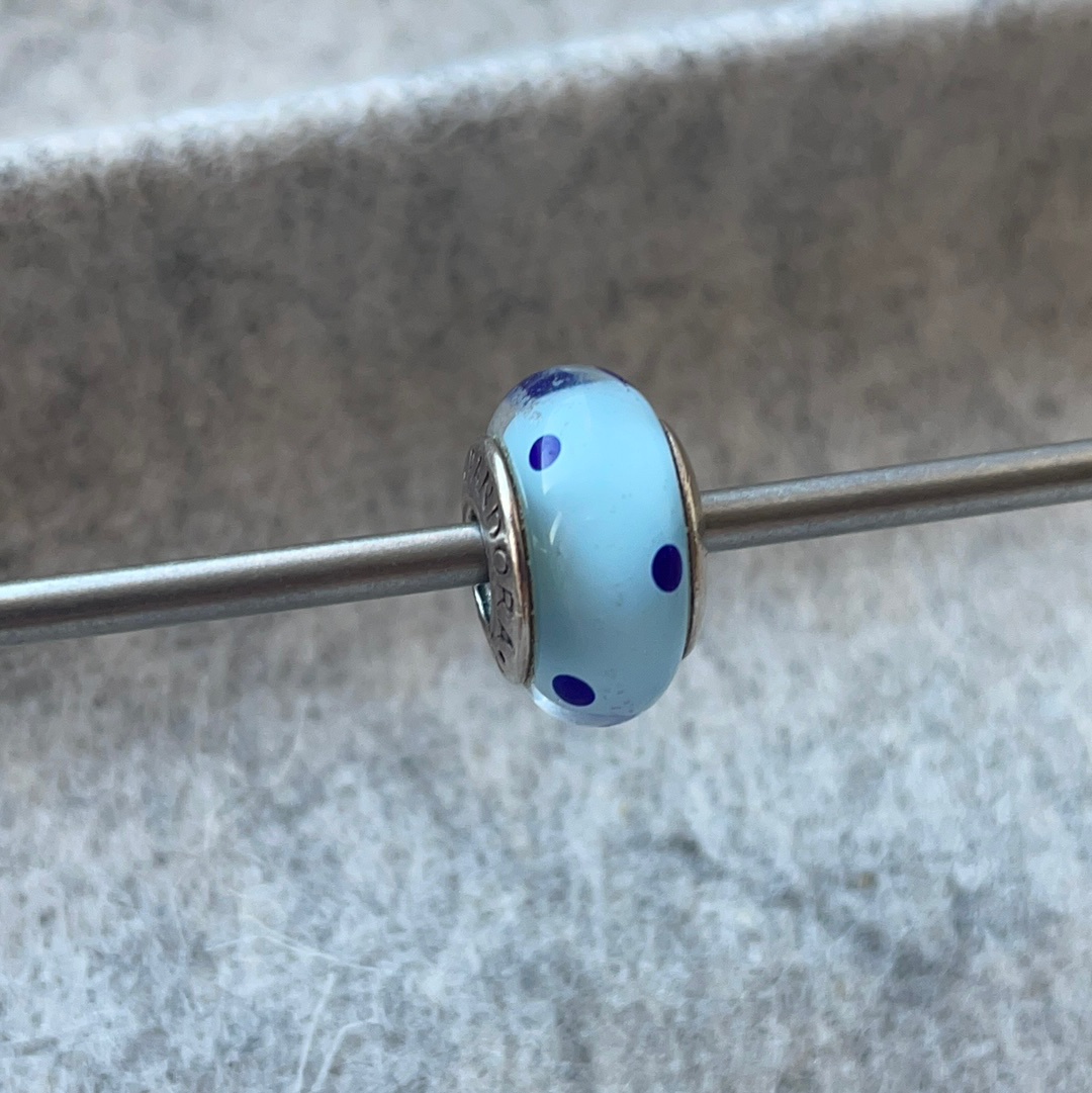 Genuine Pandora Pink or Blue Polka Dot Murano Charm VARIOUS COLOURS