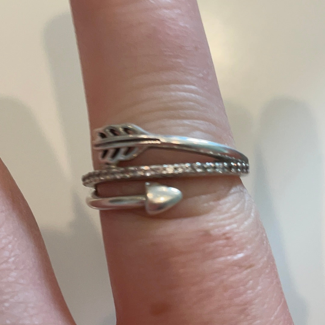 Genuine Pandora Pave Arrow Ring Wrap Around Size 60